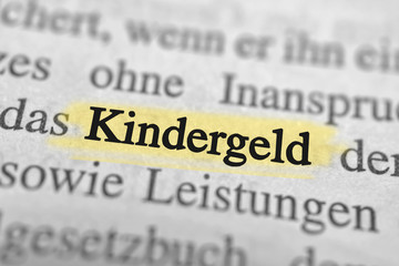 Kindergeld - gelb markiert