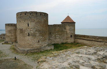 Fototapeta na wymiar Genovese citadel with court tower in old Akkerman fortress