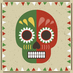 mexican sugar skull decoration vector clipart red white green frame background