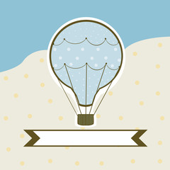 sweet hot air balloon on a colored background