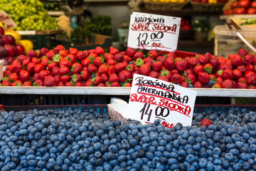 Berries at the farmers market in Poland.