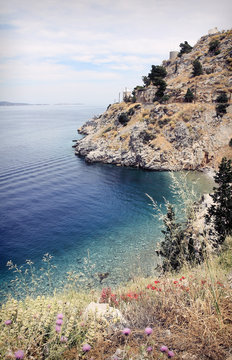 Aegean Sea and Hydra island in Greece