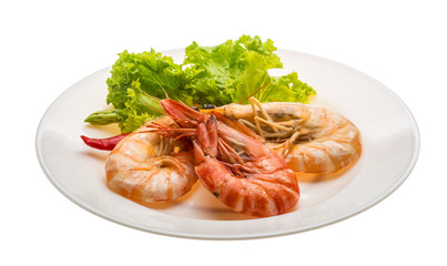 Boiled king prawns