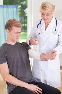 Patient with trauma of elbow