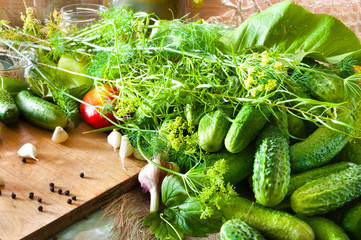Pickling cucumbers in the countryside