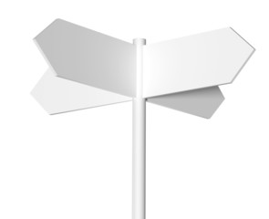 Blank white signpost isolated on a white background - 68778755