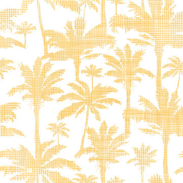 vector palm trees golden textile seamless pattern background