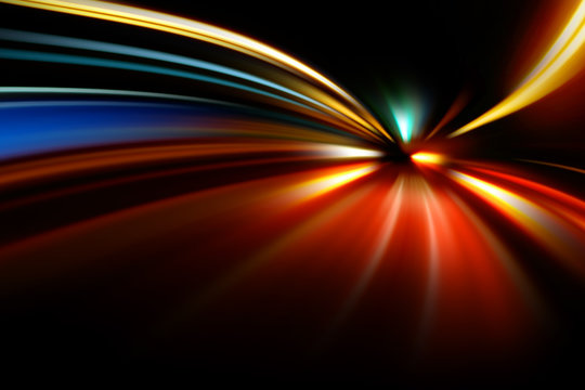 speed motion on night road
