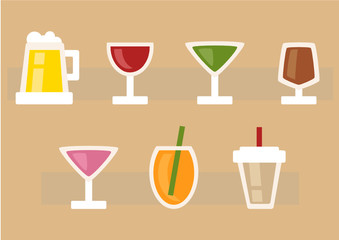 drinks flat icons
