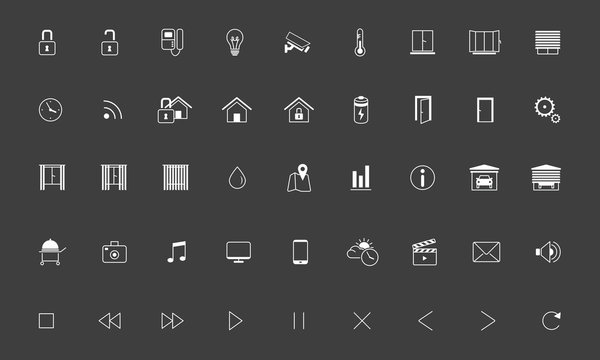 Home automation, Smart home  icon set, Vector images