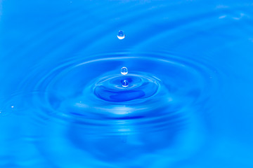 Naklejka na ściany i meble water droplets falling in blue water