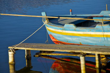 Fototapeta na wymiar Old boats on the Lake - Ganzirri, Sicily - Italy