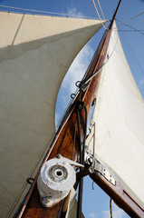 Boat standing and running rigging - mainsail,backstay,ropes