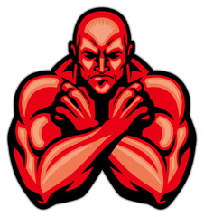 fighter mascot crossing arm