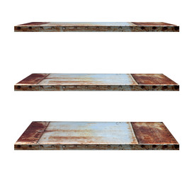 Industry style shelves made of steel, isolated on white 