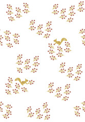 Seamless pattern of berries and squirrels