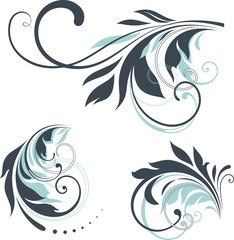 Fototapeta premium Floral Scrolls Set