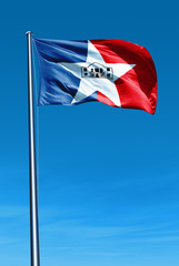 Fototapeta na wymiar San Antonio (USA) flag waving on the wind