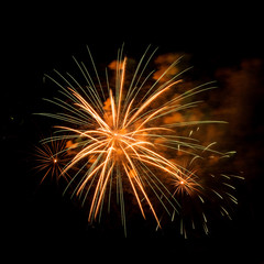 Obraz premium Fireworks on the black sky background.