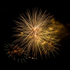 Obraz premium Fireworks on the black sky background.