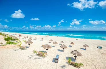 Foto op Plexiglas Mexico Het strandpanorama van Cancun, Mexico