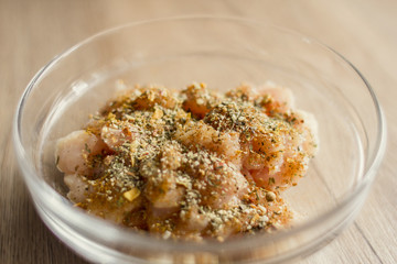 sliced ​​chicken with spices
