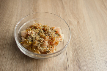 sliced ​​chicken with spices