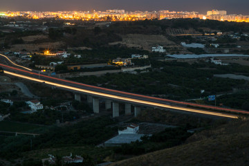 Autoroute motorway freeway bridge at night