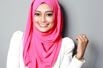 young attractive woman wearing scarf smiling