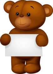 Bear stuff holding blank paper