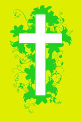 christian cross and plant  20