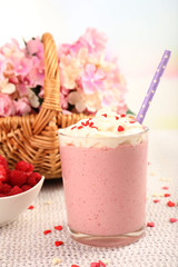 Delicious milkshake on table