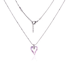 Silver necklace and pendant in the shape of heart