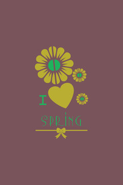 Vector illustration with heart flower spring and