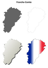 Franche-Comte blank detailed outline map set