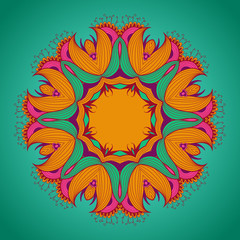 Round lace pattern with natural elements.