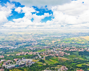 Beautiful Italian landscape. View from heights of San Marino