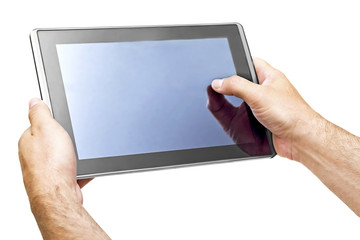 Tablet PCs in the hands of men