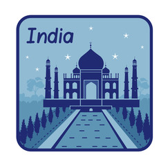 Illustration with Taj Mahal in India