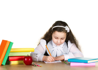 little girl studing