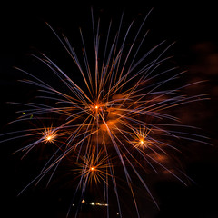 Obraz premium Fireworks on the black sky background.
