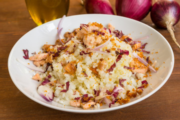 Risotto con salmone e bottarga