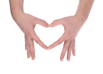 Obraz premium Male hands in the form of heart.