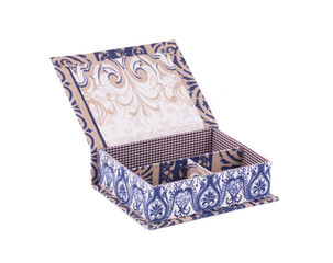 Handmade boxes with art materials for decor.