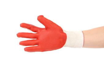 Hand in glove on hand.