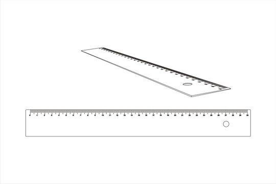 Regla escolar en l&iacute;neas. iLustraci&oacute;n vectorial
