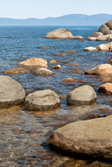 Fototapeta na wymiar Stones in the water at Lake Tahoe