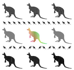 Kangaroo silhouette mosaic set