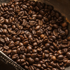 Coffee on grunge wooden background