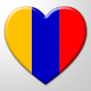 Columbia Heart Represents South America And Columbian